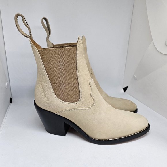 Chloe Calfskin Suede Ankle Boot Biscotti Beige Size 36 - Picture 15 of 16